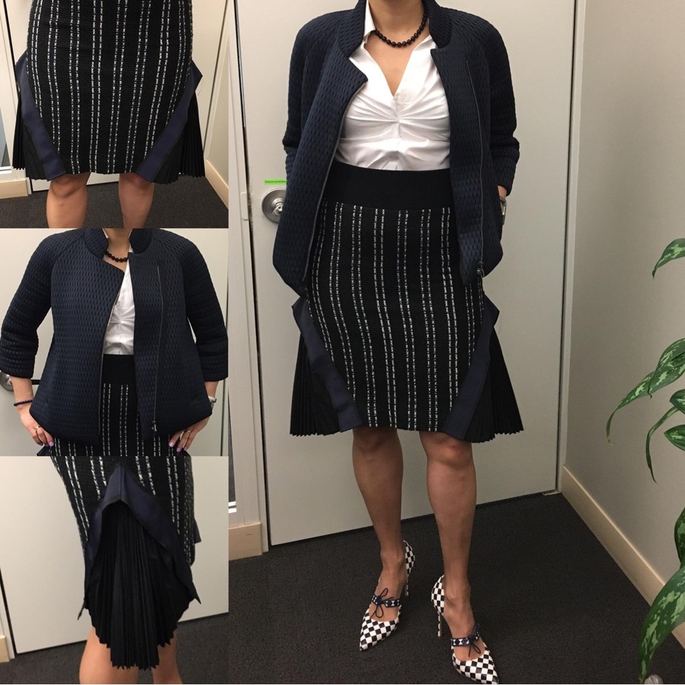 Sacai Black and White Patterned Pencil Skirt